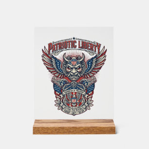 Patriotic Guardian Mask Freedom Military Inspired Acrylic Sign