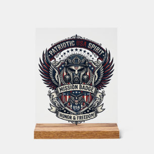 Patriotic Guardian Mask Freedom Military Inspired  Acrylic Sign