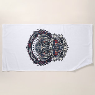 Patriotic Guardian Mask Freedom Military Inspired Beach Towel