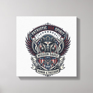 Patriotic Guardian Mask Freedom Military Inspired Canvas Print