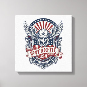 Patriotic Guardian Mask Freedom Military Inspired Canvas Print