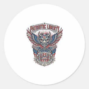 Patriotic Guardian Mask Freedom Military Inspired Classic Round Sticker