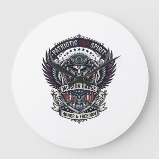 Patriotic Guardian Mask Freedom Military Inspired  Large Clock