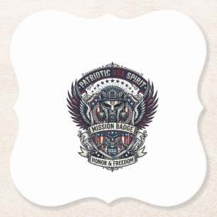 Patriotic Guardian Mask Freedom Military Inspired Paper Coaster