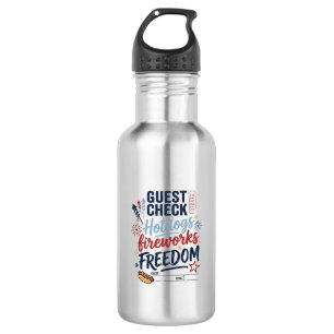 Patriotic Guest Check Hotdogs Fireworks Freedom Sh 532 Ml Water Bottle