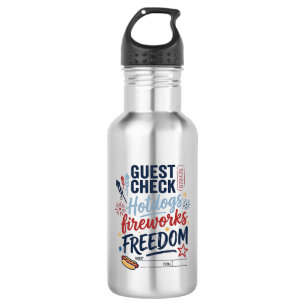 Patriotic Guest Check Hotdogs Fireworks Freedom Sh 532 Ml Water Bottle