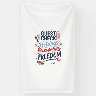 Patriotic Guest Check Hotdogs Fireworks Freedom Sh Banner