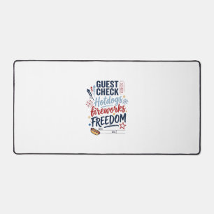 Patriotic Guest Check Hotdogs Fireworks Freedom Sh Desk Mat