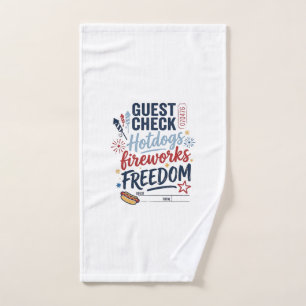 Patriotic Guest Check Hotdogs Fireworks Freedom Sh Hand Towel
