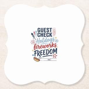 Patriotic Guest Check Hotdogs Fireworks Freedom Sh Paper Coaster