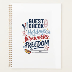 Patriotic Guest Check Hotdogs Fireworks Freedom Sh Planner