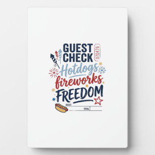 Patriotic Guest Check Hotdogs Fireworks Freedom Sh Plaque