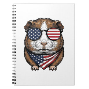 Patriotic Guinea Pig Vintage Engraving Notebook
