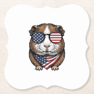 Patriotic Guinea Pig Vintage Engraving Paper Coaster