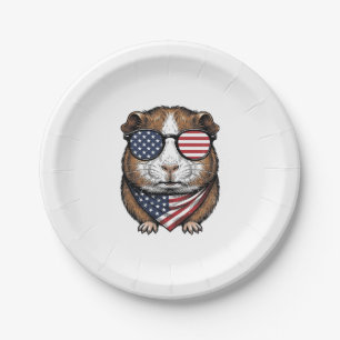 Patriotic Guinea Pig Vintage Engraving Paper Plate