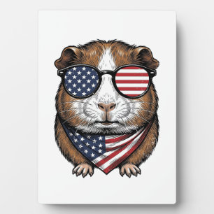 Patriotic Guinea Pig Vintage Engraving Plaque