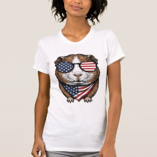 Patriotic Guinea Pig Vintage Engraving T-Shirt