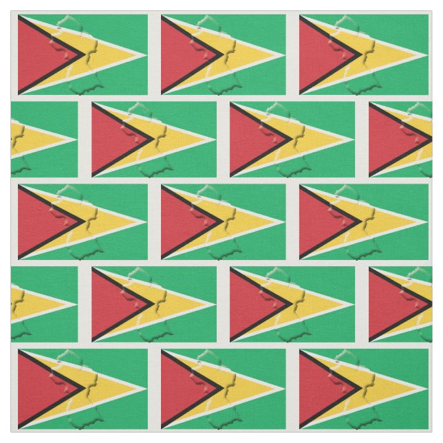 Patriotic GUYANA FLAG Map Outline Fabric (Swatch)