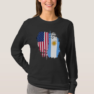 Patriotic Half Argentinian American Roots Usa Arge T-Shirt