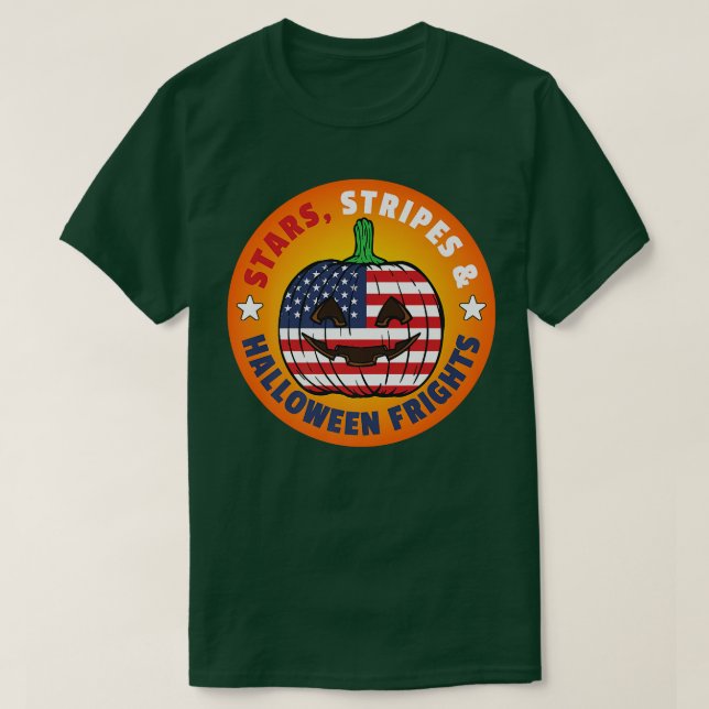 Patriotic Halloween American Flag Jack O Lantern P T-Shirt (Design Front)