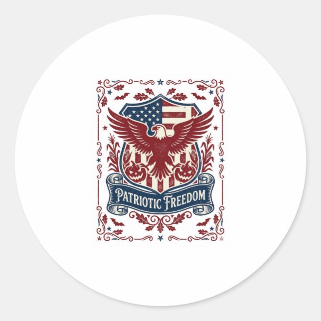 Patriotic Halloween Vector Graphic Tee Classic Round Sticker (Front)