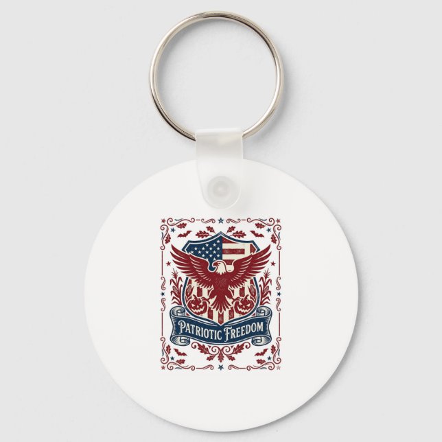 Patriotic Halloween Vector Graphic Tee Key Ring (Front)