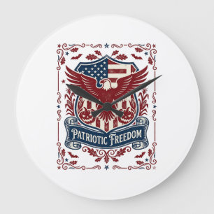 Patriotic Halloween Vector Graphic Tee Large Clock