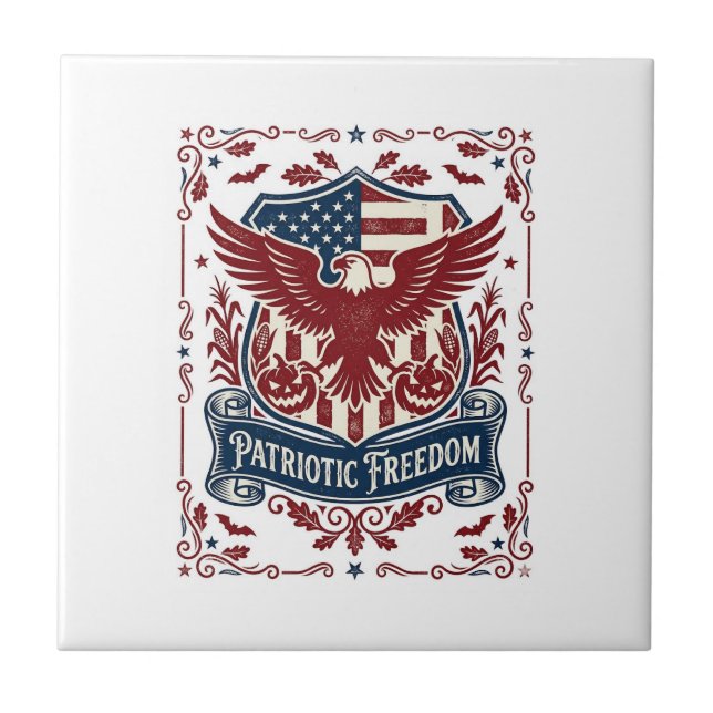Patriotic Halloween Vector Graphic Tee Tile (Front)