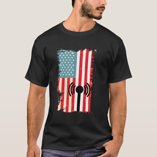 Patriotic Ham Radio Usa Flag Long Sleeve Shirt (Front)