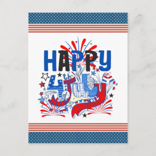 Patriotic Happy 4th of July Celebration Design Holiday Postcard