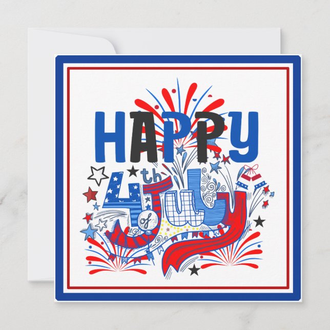 Patriotic Happy 4th of July Celebration Design Invitation (Front)