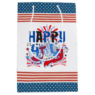 Patriotic Happy 4th of July Celebration Design Medium Gift Bag