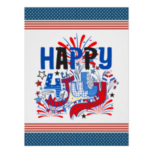 Patriotic Happy 4th of July Celebration Design Poster