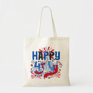 Patriotic Happy 4th of July Celebration Design Tote Bag