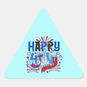 Patriotic Happy 4th of July Celebration Design Triangle Sticker