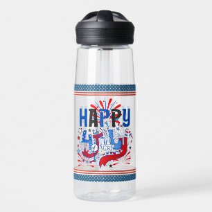 Patriotic Happy 4th of July Celebration Design Water Bottle