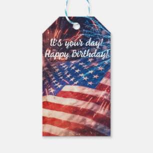 Patriotic Happy Birthday Gift Tags