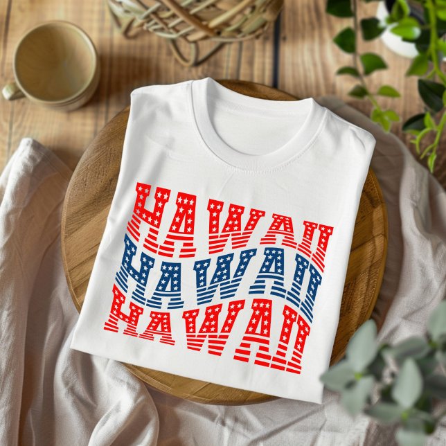 Patriotic Hawaii Red and Blue Boho T-Shirt  (Creator Uploaded)