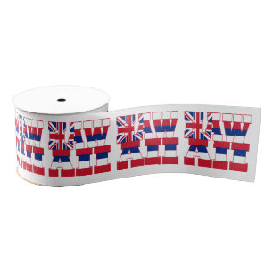 Patriotic Hawaii state flag typography design Grosgrain Ribbon