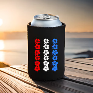 Patriotic Hawaii USA Red White Blue Aloha Vertical Can Cooler