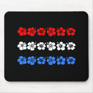 Patriotic Hawaiian USA Red White Blue Aloha Bands Mouse Pad