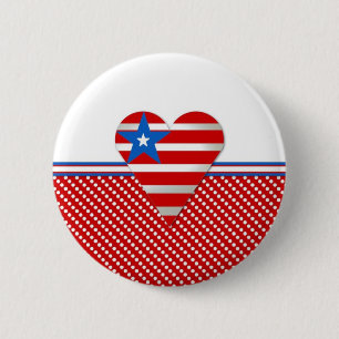 Patriotic Heart 6 Cm Round Badge