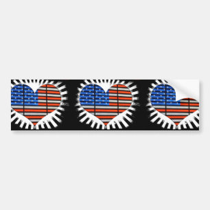 Patriotic Heart American Flag Bumper Sticker