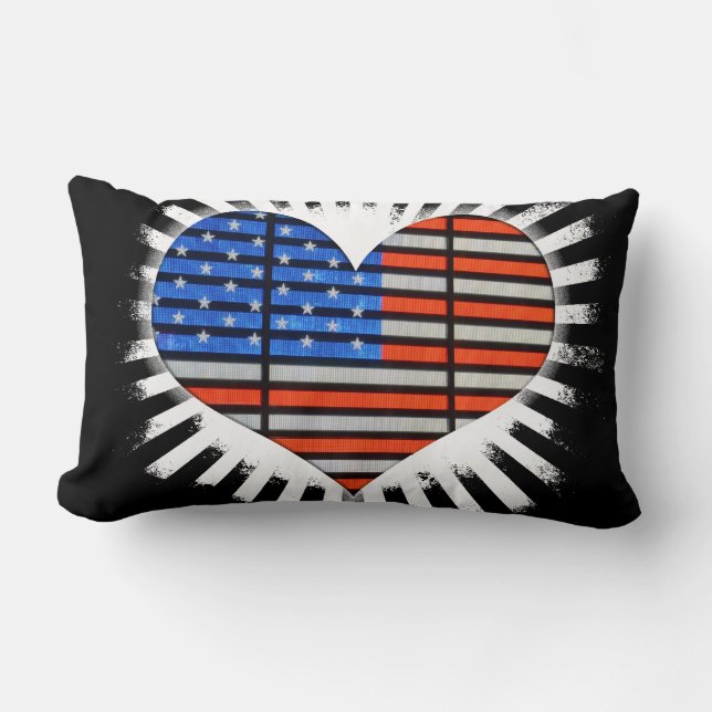 Patriotic Heart American Flag Lumbar Cushion (Front)