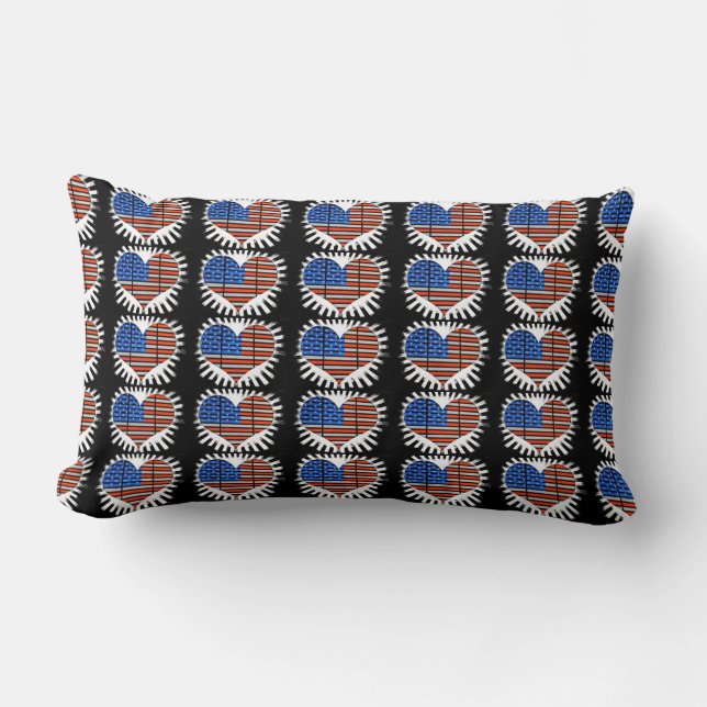 Patriotic Heart American Flag Lumbar Cushion (Front)