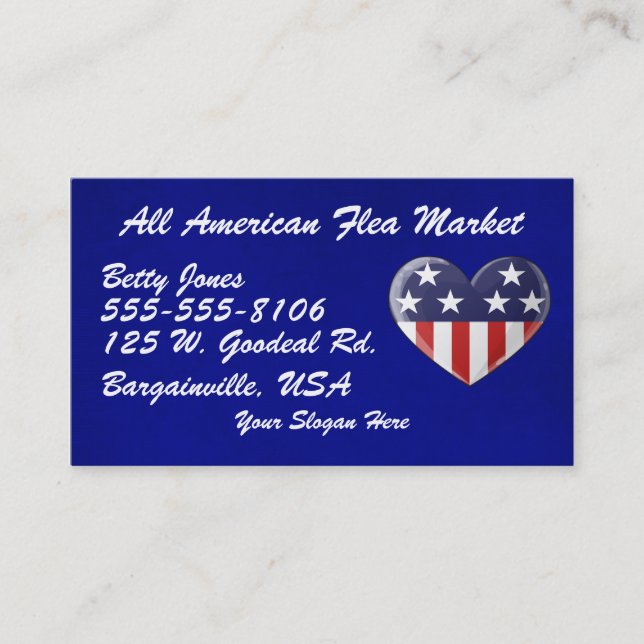 Patriotic Heart Business Cards (Front)
