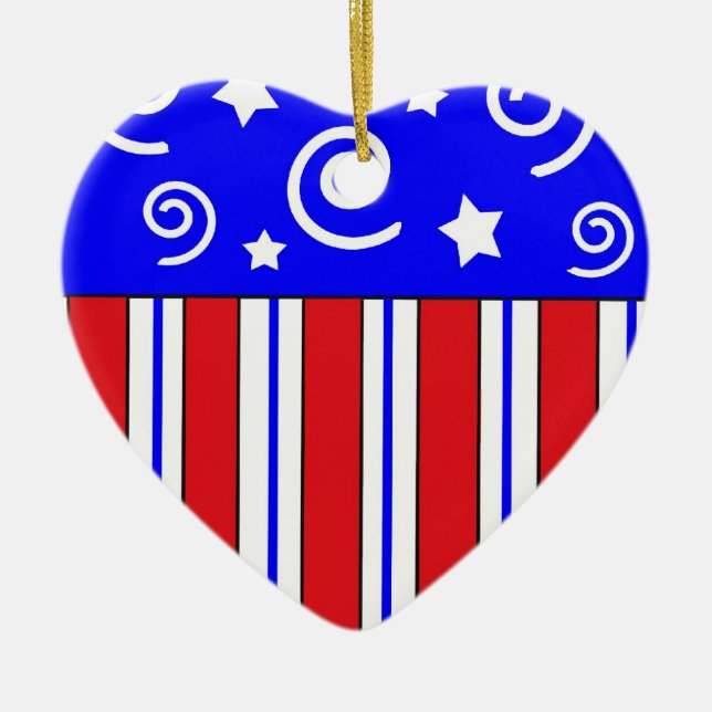 Patriotic Heart Christmas Ornament (Front)