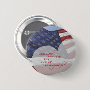 Patriotic Heart Flag, Military Appreciation 6 Cm Round Badge