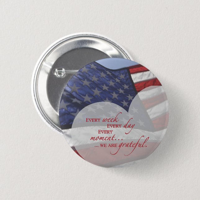 Patriotic Heart Flag, Military Appreciation 6 Cm Round Badge (Front & Back)