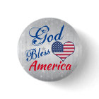 Patriotic Heart God Bless America Pin Button